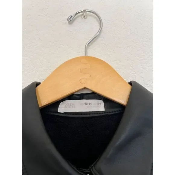 Zara Black Faux Leather Shirt Jacket Youth Size‎ 13-14 - Picture 2 of 10